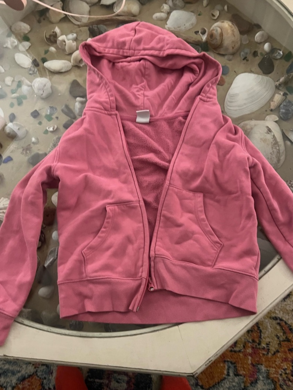 Amazon Essentials Girls Pink Hooded Zip Sweatshirt